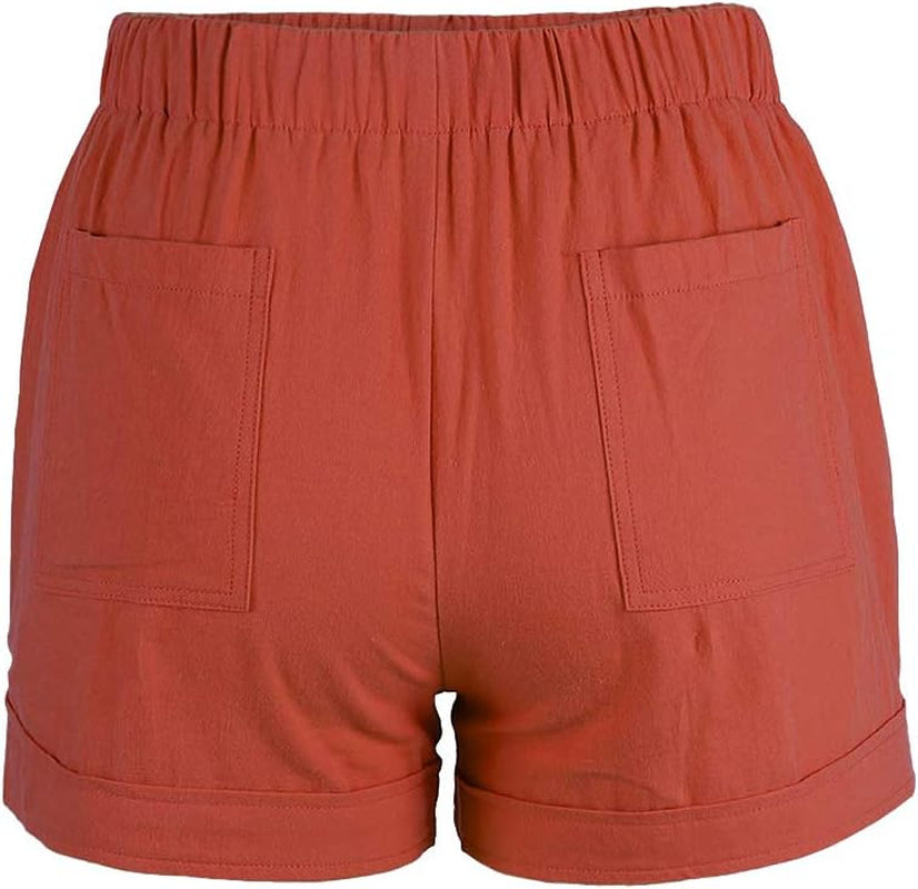 Womens Drawstring Casual Elastic Waist Loose Shorts with Pockets