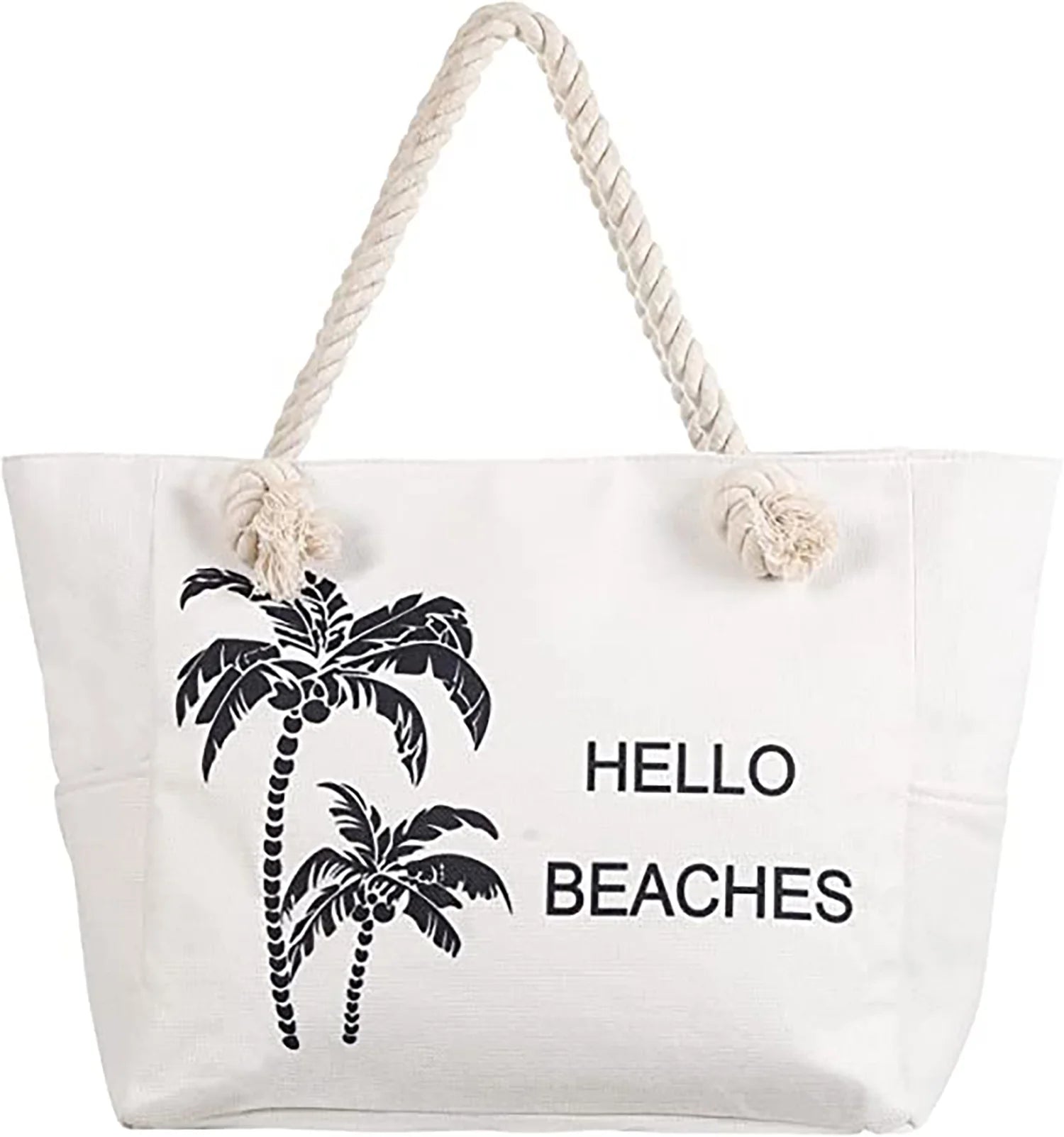 Women Large Beach Tote Bag with Inner Pockets , Waterproof Sandproof Handmade Canvas Tote Bags Zip Closure for Travel Vacation Essentials Gifts , Summer Cruise Pool Shoulder Crossbody Handbag