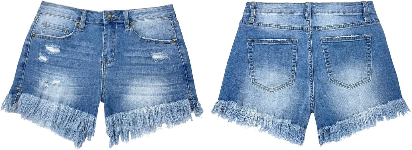 Women'S High Waisted Jean Shorts Ripped Denim Shorts for Summer Stretchy