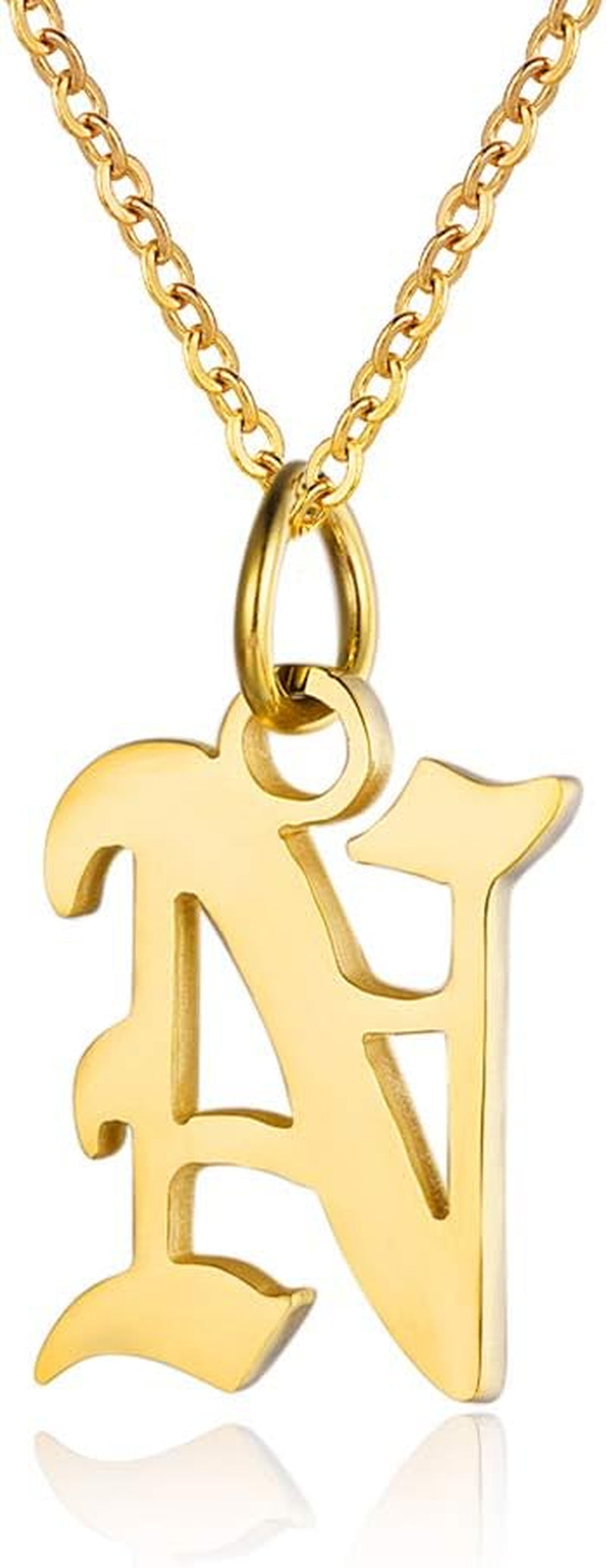 Letter Necklaces for Women Personalized Necklaces 18K Gold Plated Initial Pendant Old English Name Necklaces A-Z Bridesmaid Gift for Girls