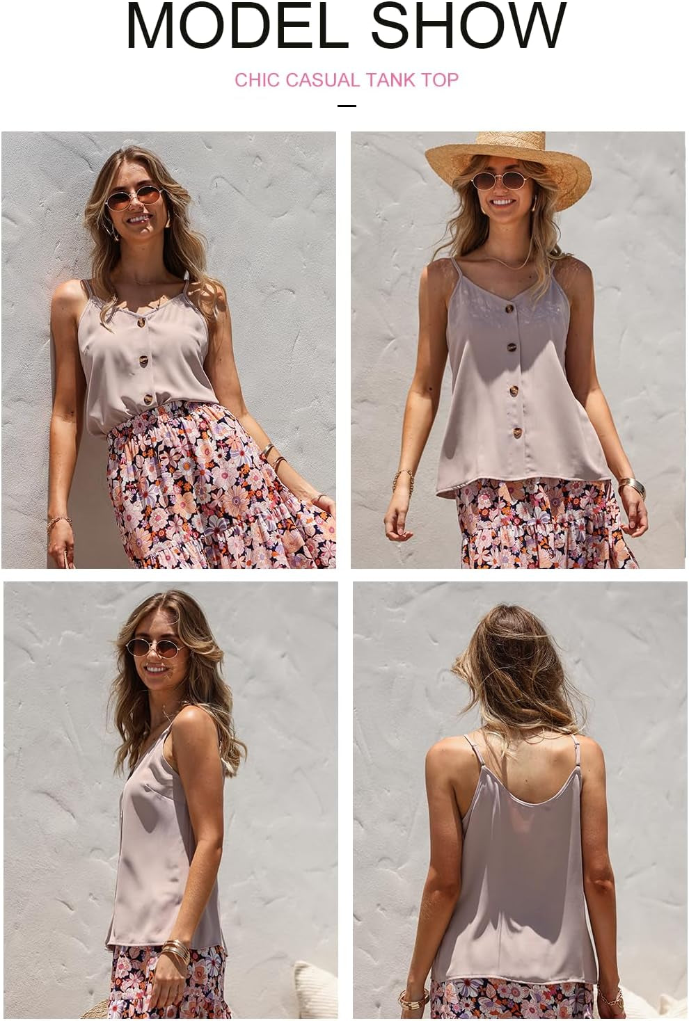 Women Summer Tank Tops Casual V Neck Strappy Loose Beach Sleeveless Shirts Blouses