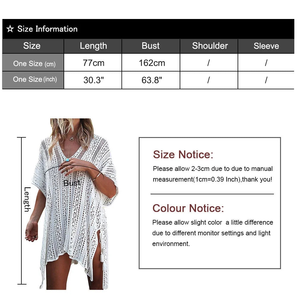 Swimsuit Cover up for Women Summer Sexy Hollow Out Seethrough Crochet Bathing Suit Cover up Swimwear Beach Cover up with Tassel