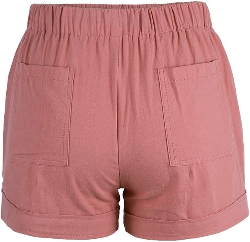 Womens Drawstring Casual Elastic Waist Loose Shorts with Pockets