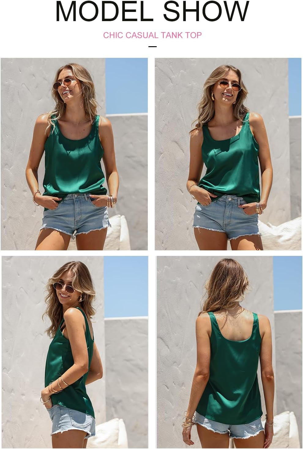 Women Satin Tank Top Casual Camisole Summer Shirt Basic Fashion Dressy Sleeveless Blouses S-2XL