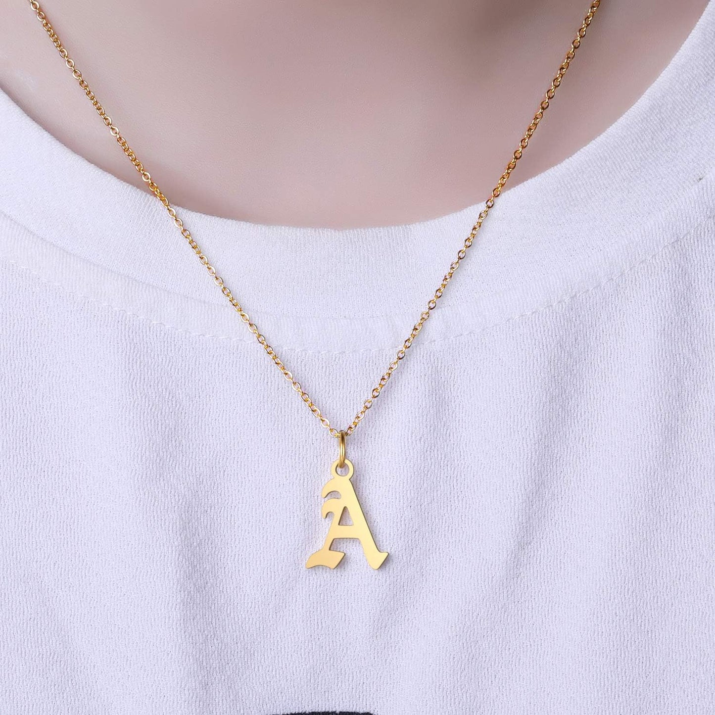 Letter Necklaces for Women Personalized Necklaces 18K Gold Plated Initial Pendant Old English Name Necklaces A-Z Bridesmaid Gift for Girls