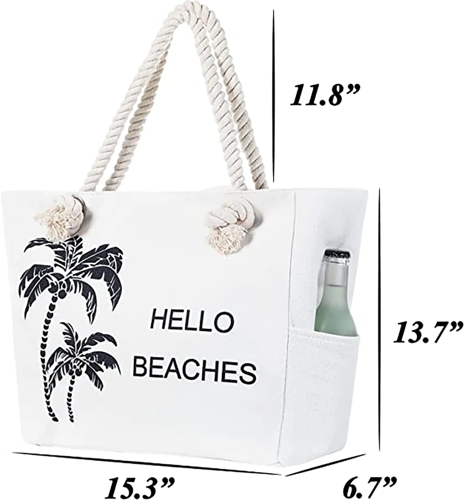 Women Large Beach Tote Bag with Inner Pockets , Waterproof Sandproof Handmade Canvas Tote Bags Zip Closure for Travel Vacation Essentials Gifts , Summer Cruise Pool Shoulder Crossbody Handbag