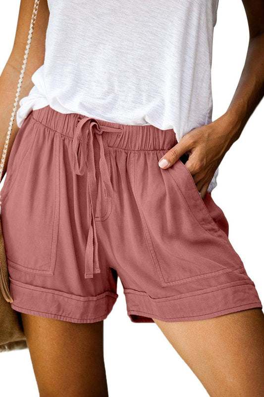 2025 Womens Summer Shorts Casual Comfy Drawstring Elastic Waist Shorts with Pockets Beach Lightweight Short Pants