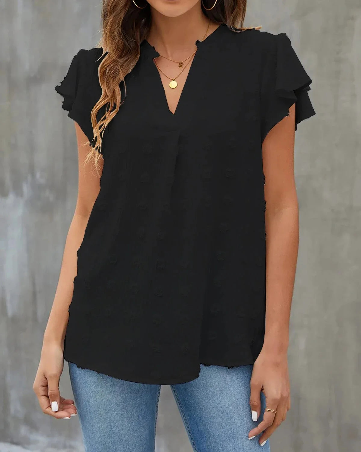 Blouses for Women Dressy V Neck Ruffle Sleeve Summer Tops Casual Flowy Shirts