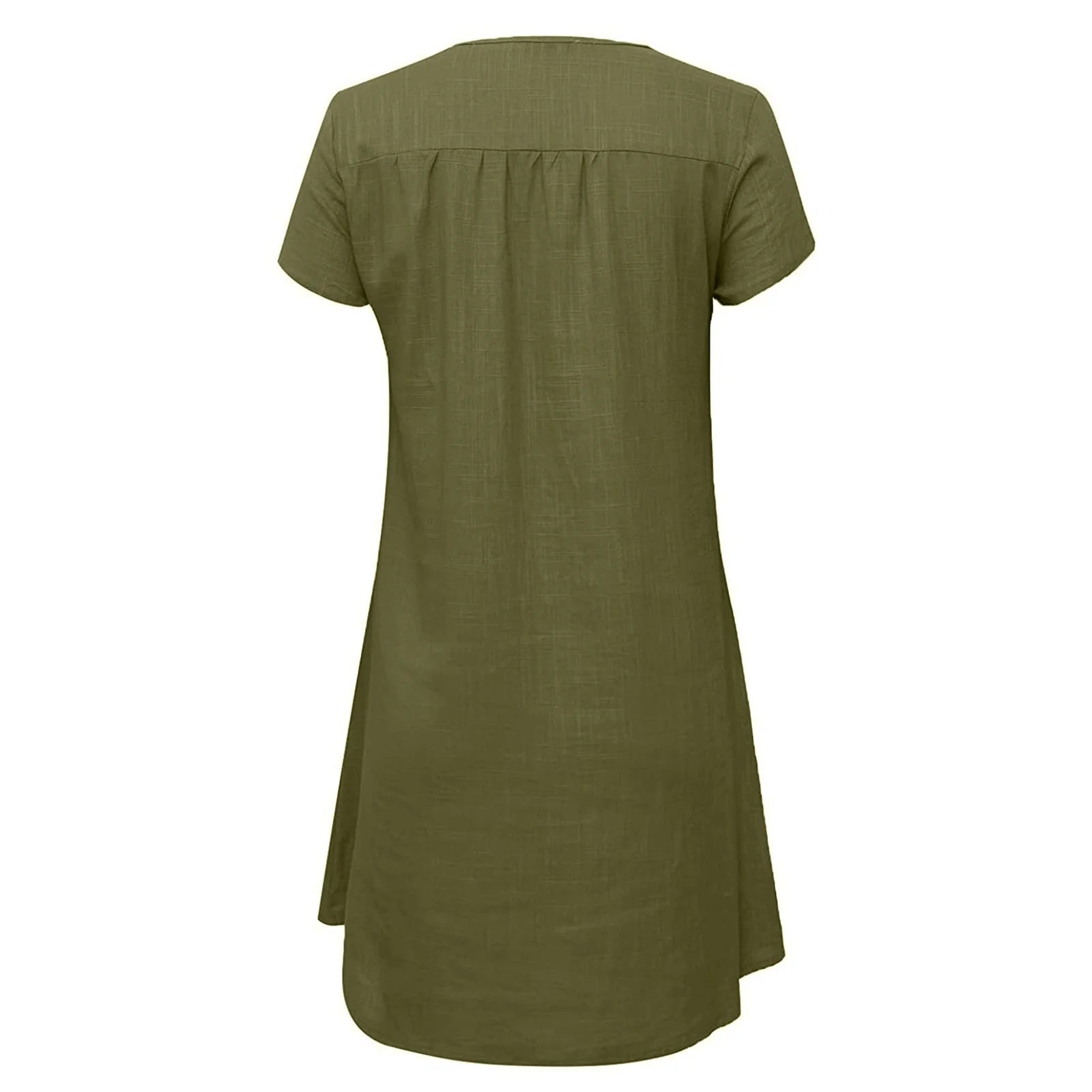 Women Beach Dress Summer Casual Loose Mini Dress Short Sleeve V-Neck Comfy Holidaysundress Solid Shift Dress for Vacation