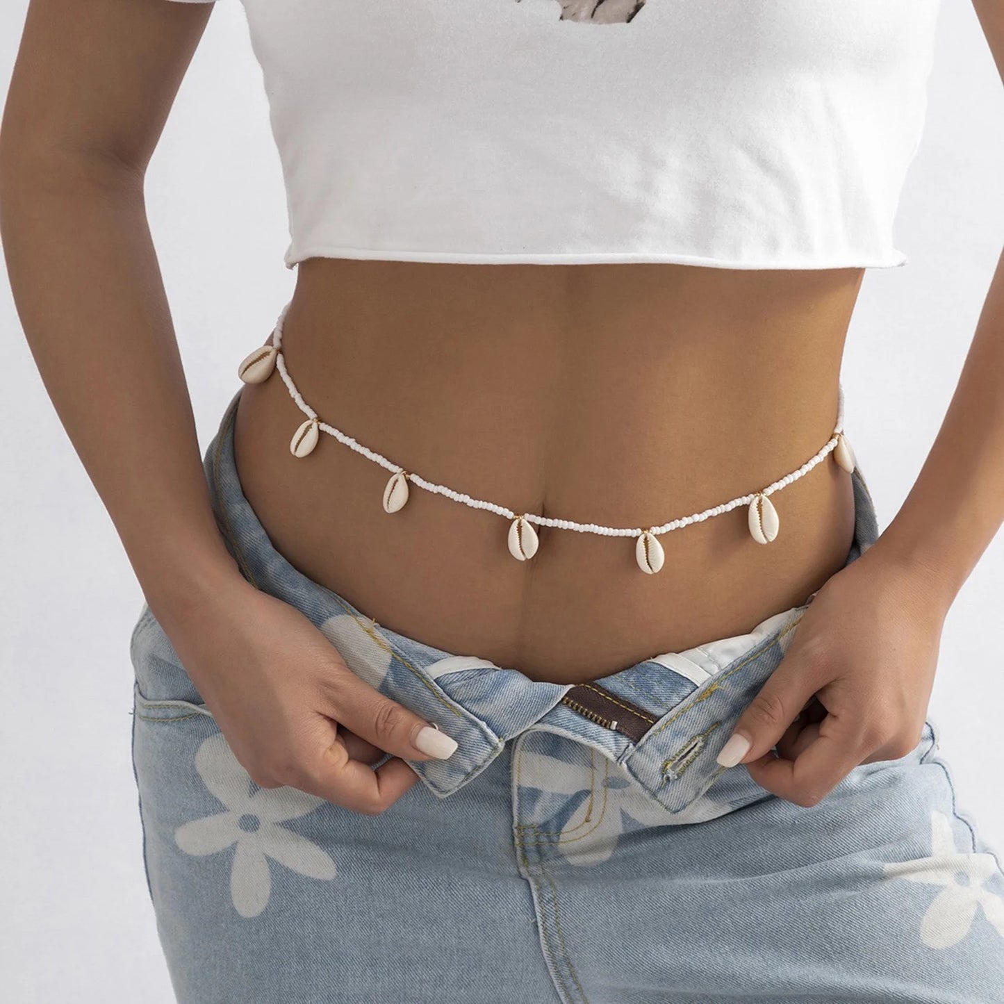 Boho Seashell Waist Beads Beaded Waist Chain Bikini Chain Beaded Body Chain Belly Bead Body Chain Jewelry for Women Beautifully Attractive Women Jewelry Gift Multi Layer Metal Waist Chain Body