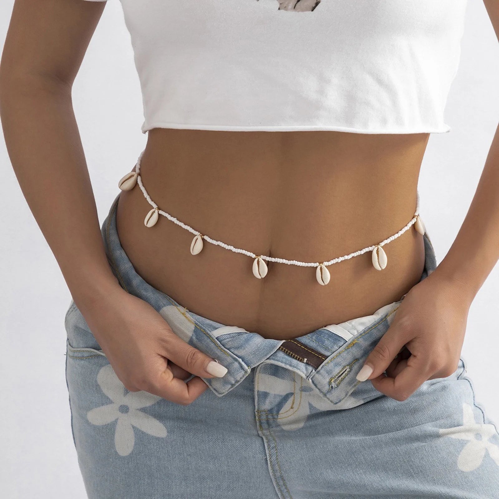 Boho Seashell Waist Beads Beaded Waist Chain Bikini Chain Beaded Body Chain Belly Bead Body Chain Jewelry for Women Beautifully Attractive Women Jewelry Gift Multi Layer Metal Waist Chain Body