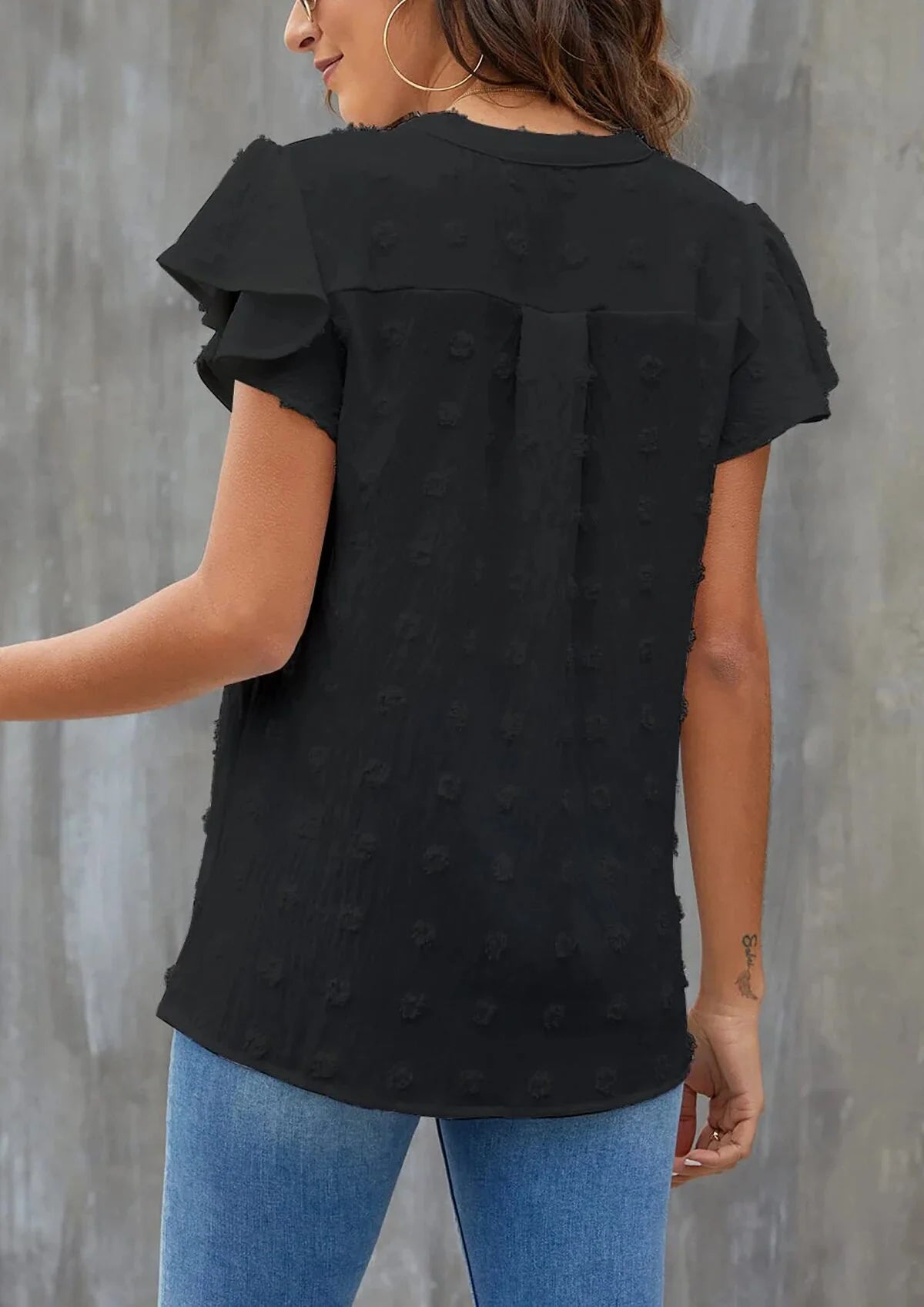 Blouses for Women Dressy V Neck Ruffle Sleeve Summer Tops Casual Flowy Shirts